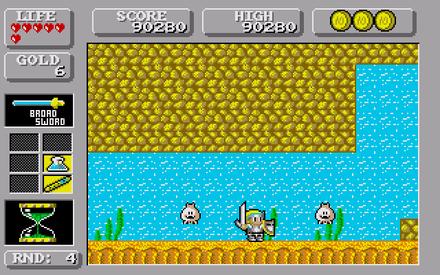 Wonder Boy in Monster Land (Amiga) screenshot: Under the sea