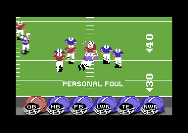 ABC Monday Night Football (Commodore 64) screenshot: Foul