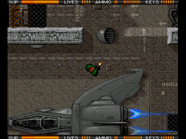 Alien Breed (Amiga) screenshot: You begin your mission near your craft.