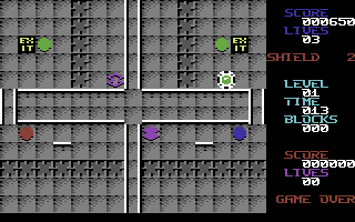 Acia (Commodore 64) screenshot: After destroying all blocks, the exit appears