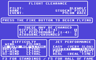 Acrojet (Commodore 64) screenshot: More options to worry about