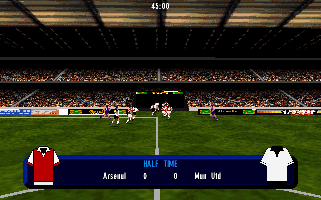 Actua Soccer: Club Edition (DOS) screenshot: End of the first half