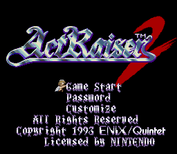 ActRaiser 2 (SNES) screenshot: Title screen