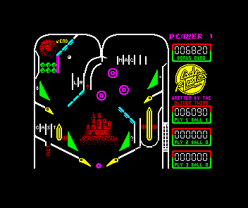 Advanced Pinball Simulator (ZX Spectrum) screenshot: Got the ball into the lucrative top left