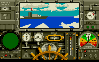 Advanced Destroyer Simulator (DOS) screenshot: A direct hit destroyed one of our cannons. All that’s left is glass shards.