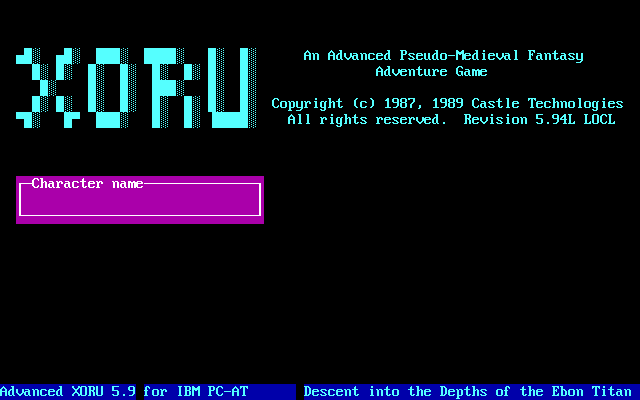 Advanced Xoru (DOS) screenshot: Title Screen