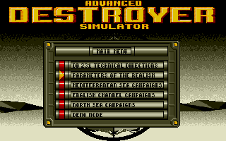 Advanced Destroyer Simulator (DOS) screenshot: Main menu.