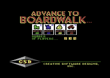 Advance to Boardwalk (Commodore 64) screenshot: Setup screen