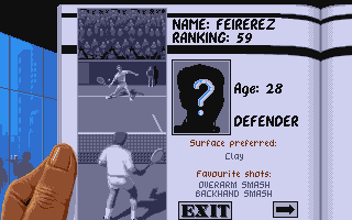 Advantage Tennis (Atari ST) screenshot: Select a player to play