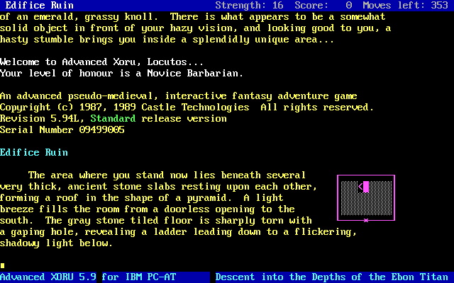 Advanced Xoru (DOS) screenshot: And so it starts