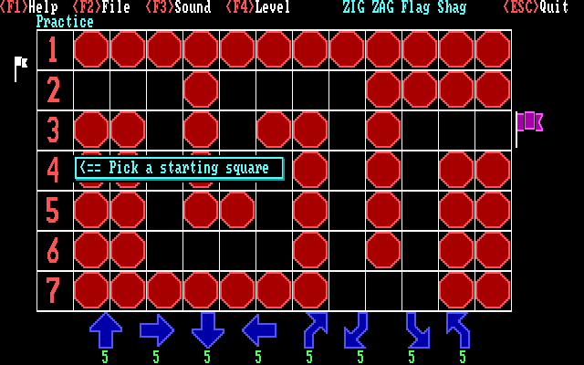 Zig Zag Flag Shag (DOS) screenshot: Puzzle #1