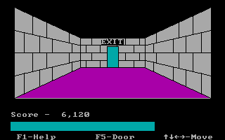 Adventures in Math (DOS) screenshot: The exit! Just gotta open that last door.