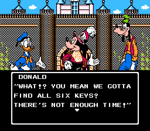 Disney Adventures in the Magic Kingdom (NES) screenshot: Introductory story gives player objectives