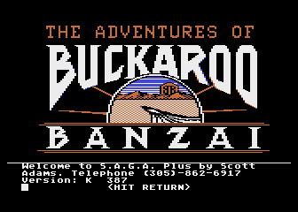 The Adventures of Buckaroo Banzai: Across the Eighth Dimension (Atari 8-bit) screenshot: I am being welcomed.