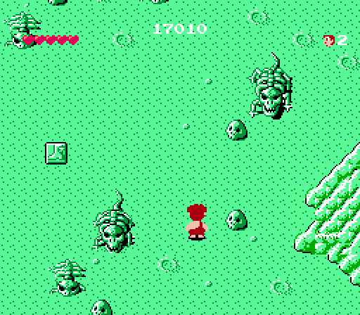 Adventures of Dino-Riki (NES) screenshot: Some of those dinosaur bones come alive.