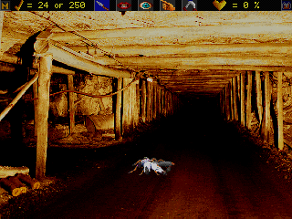 The Adventures of Down Under Dan (DOS) screenshot: Killed by a giant spider.