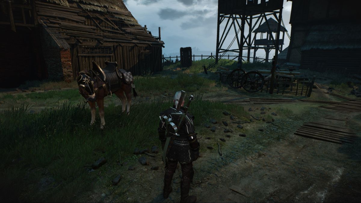The Witcher 3: Wild Hunt - Nilfgaardian Armor Set (Windows) screenshot: Roach wearing the full Nilfgaardian horse set
