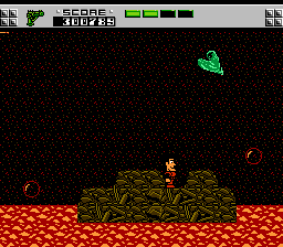 The Adventures of Rad Gravity (NES) screenshot: A ghost rises up from the lava