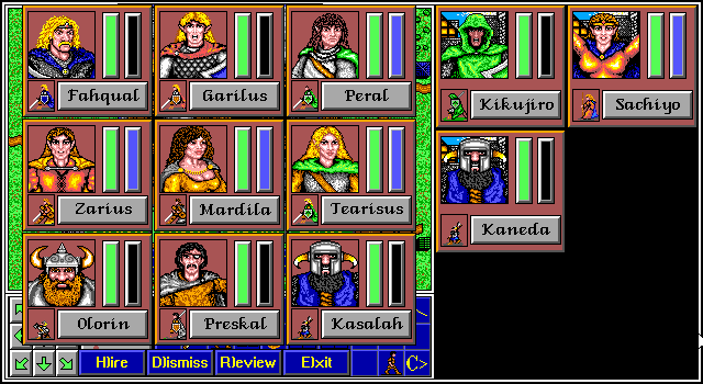 The Aethra Chronicles: Volume One - Celystra's Bane (DOS) screenshot: Maybe hiring some muscle will help...