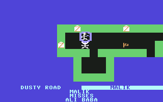 Age of Adventure (Commodore 64) screenshot: Ali Baba - You missed. Ha!