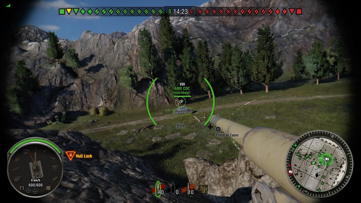 World of Tanks: AMX CDC Ultimate (PlayStation 4) screenshot: Allied AMX CDC tank protecting our right flank