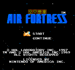 Air Fortress (NES) screenshot: Title Screen