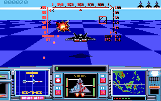 Airstrike USA (DOS) screenshot: Downed the enemy fighter