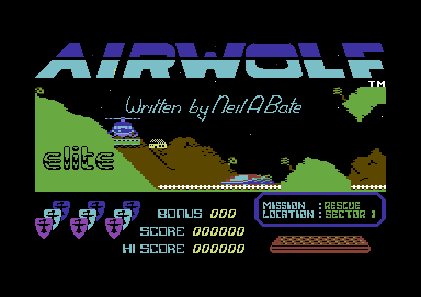 Airwolf (Commodore 64) screenshot: Title screen