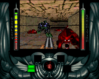 Alien Breed 3D (Amiga) screenshot: Level 8 - Test Arena Gamma