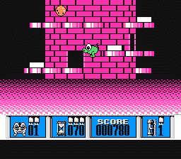 Tower Toppler (NES) screenshot: Falling to ground