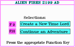 Alien Fires: 2199 AD (DOS) screenshot: Start menu