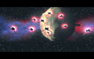 Alien Breed: Tower Assault (DOS) screenshot: They are travelling through the tractless voids of space.