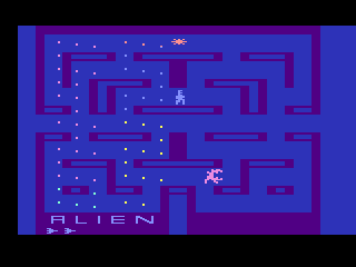 Alien (Atari 2600) screenshot: Game start. The screen is full of dots but they flick on one side, then the other.