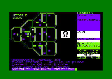 Alien (Amstrad CPC) screenshot: Setting the destruct sequence.