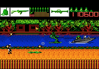 Alien Brigade (Atari 7800) screenshot: A water skiing alien?