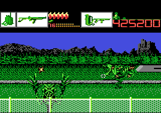 Alien Brigade (Atari 7800) screenshot: Watch out for that guy right in front of you...