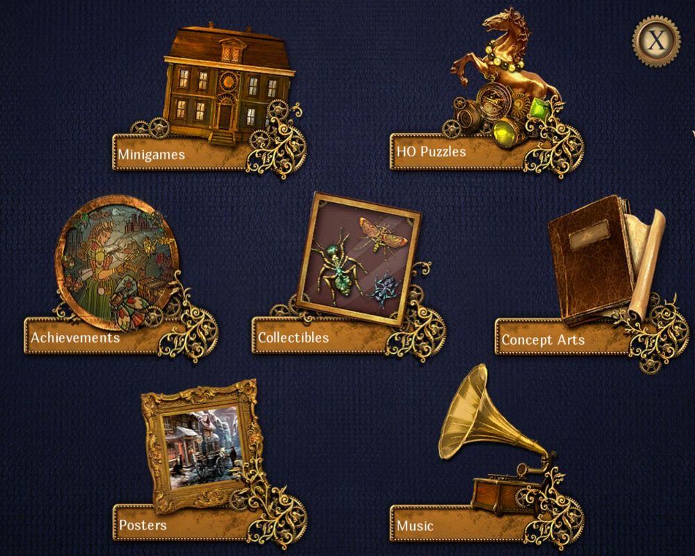 Clockwork Tales: Of Glass and Ink (Collector's Edition) (Windows) screenshot: Extras menu