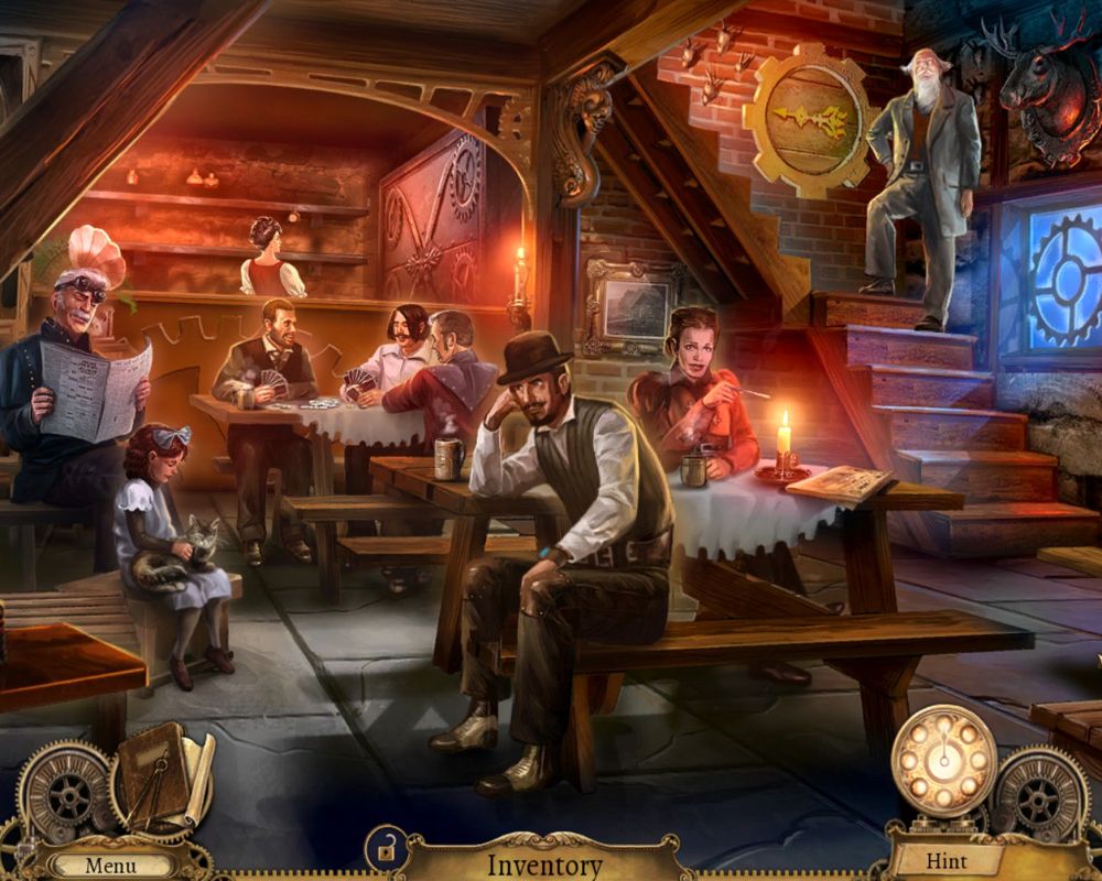 Clockwork Tales: Of Glass and Ink (Windows) screenshot: Inside the tavern
