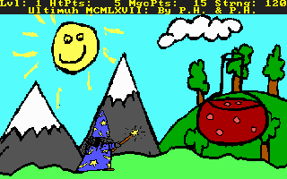 Ultimuh MCMLXVII: Part 2 of the 39th Trilogy - The Quest for the Golden Amulet (DOS) screenshot: ... ((ZOT!)) now you don't! (Now go for the potion!)