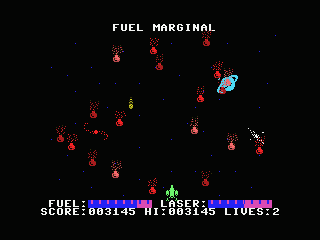 Alpha Blaster (MSX) screenshot: Look out for fuel!