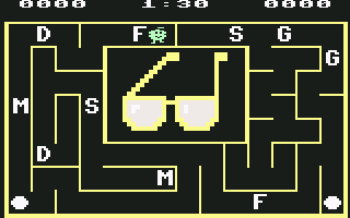 Alphabet Zoo (Commodore 64) screenshot: I need to select the first letter of the pictured item, in this case, glasses.