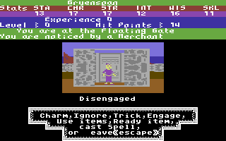 Alternate Reality: The City (Commodore 64) screenshot: Encountering a merchant