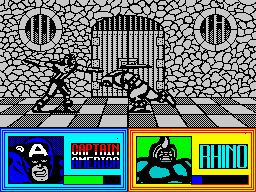 The Amazing Spider-Man and Captain America in Dr. Doom's Revenge! (ZX Spectrum) screenshot: Keep distances with this one.