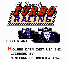 Al Unser Jr. Turbo Racing (NES) screenshot: Title screen