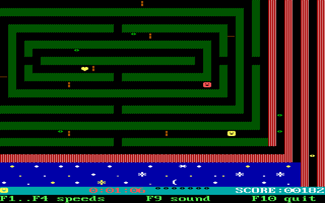 Amaze (DOS) screenshot: This must be a hedge maze