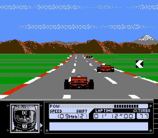 Al Unser Jr. Turbo Racing (NES) screenshot: Racing in Japan
