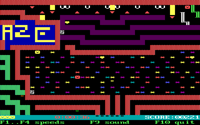 Amaze (DOS) screenshot: This gallery reminds me of a discotheque