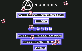 Anarchy (Commodore 64) screenshot: Title & Credits