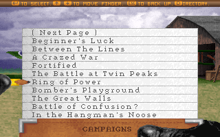 The Ancient Art of War in the Skies (DOS) screenshot: Select a campaign
