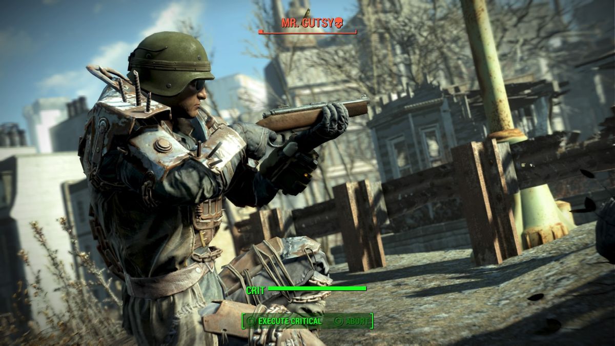 Fallout 4 (PlayStation 4) screenshot: Action camera during VATS combat mode